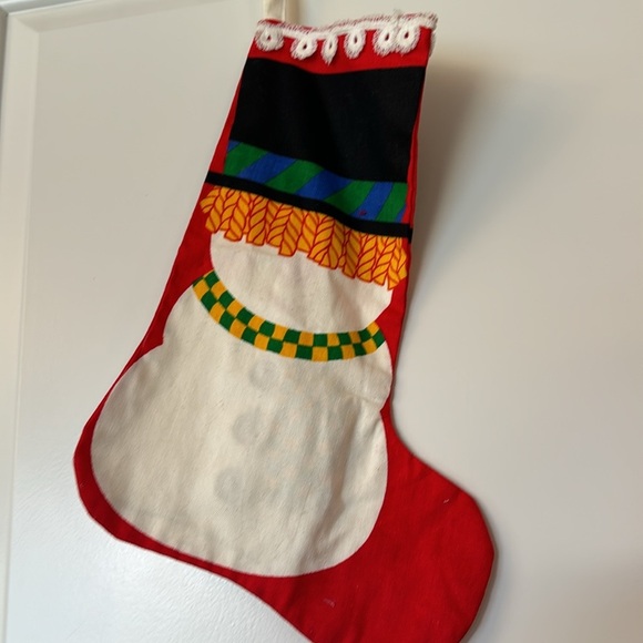 VINTAGE Christmas Stocking snowman - homemade - unique - Picture 5 of 7